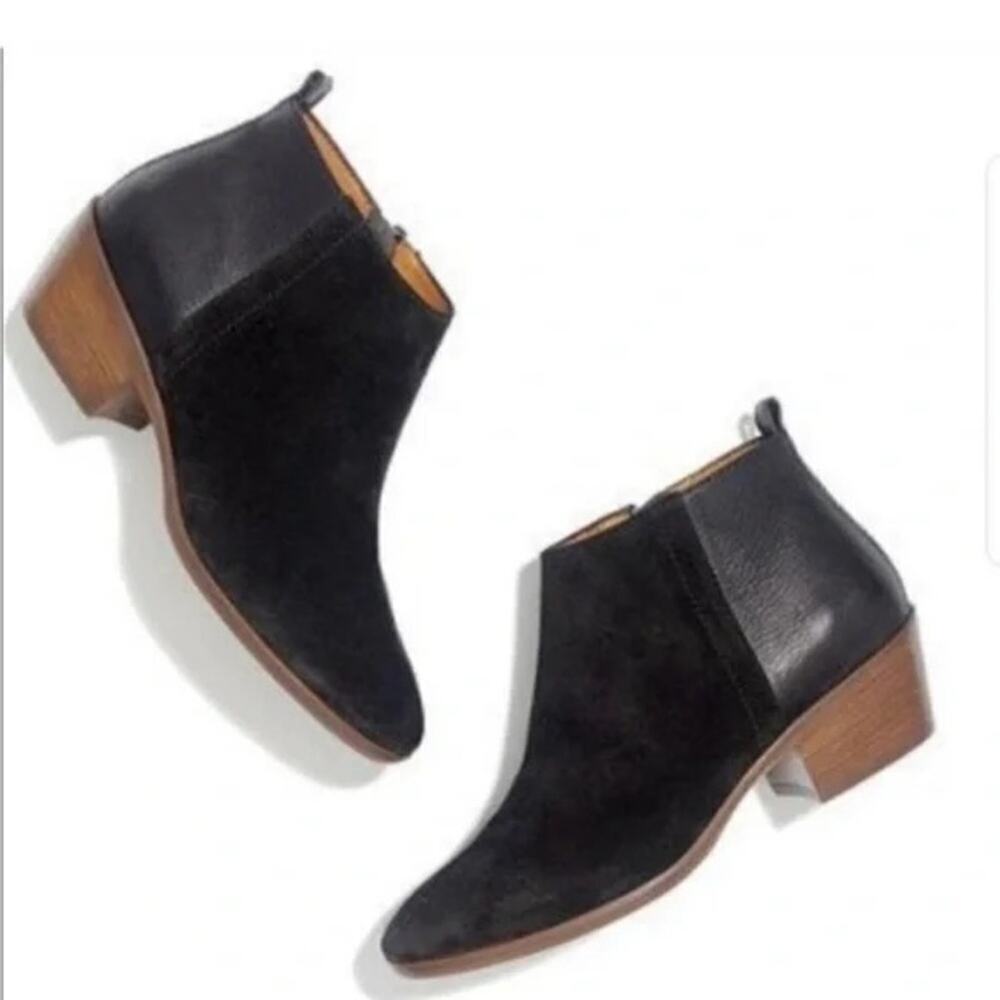 Madewell Cait Black‎ Suede & Leather Ankle Booties